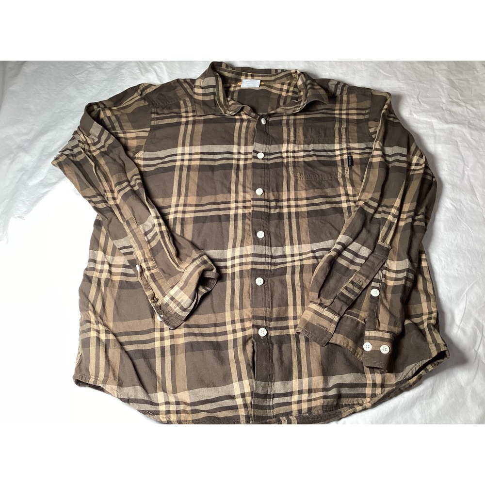 Columbia Mens Brown Plaid Long Sleeve Button Down Cotton Shirt Large RN69724 - Picture 2 of 6